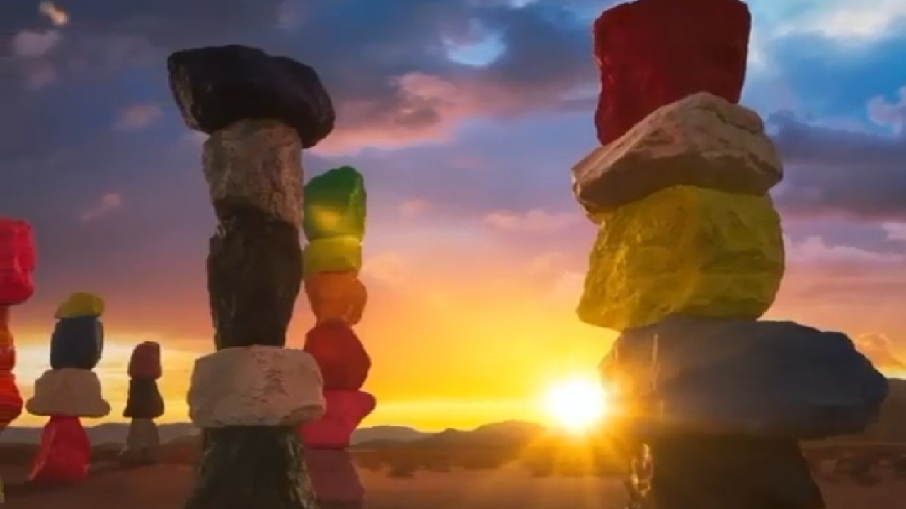 تخته‌سنگ‌هایی رنگارنگ در وسط بیابان