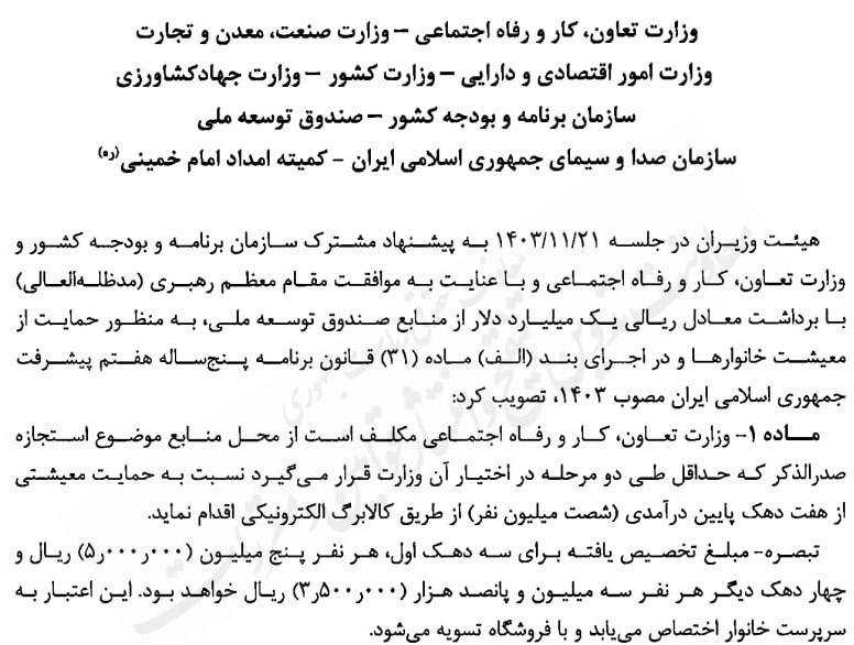 برداشت۱میلیارد دلاری از صندوق توسعه ملی برای پرداخت کالابرگ