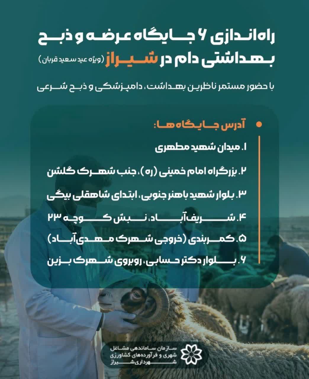راه‌اندازی ۶ جایگاه عرضه و ذبح بهداشتی دام در شیراز همزمان با عید سعید قربان / حفظ سلامت شهروندان؛ اولویت مدیریت شهری